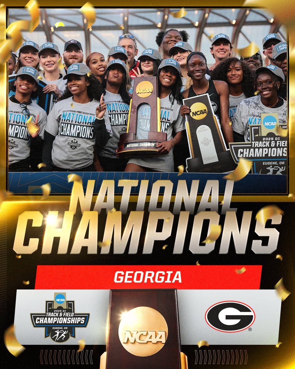 NCAA Track & Field (@ncaatrackfield) on Twitter photo 2025 NCAA DI Women's Outdoor Track and Field National Champion
🏆 <a href="/UGATrack/">Georgia Track + Field</a>
#NCAATF 2025 NCAA DI Women's Outdoor Track and Field National Champion
🏆 <a href="/UGATrack/">Georgia Track + Field</a>
#NCAATF