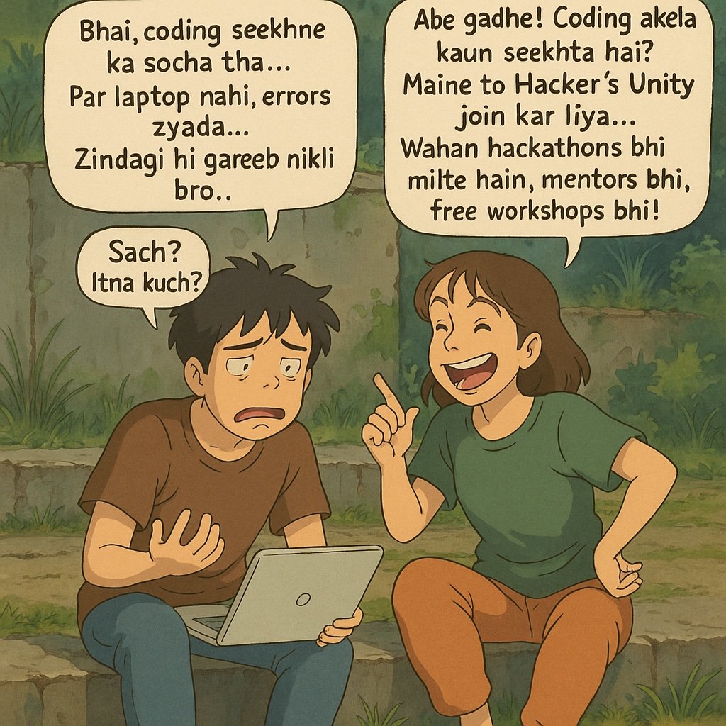 Hackers_Unity's tweet photo. 💻 When coding dreams feel heavy, find your tribe!
Tag that one friend who always says, “Zindagi hi gareeb nikli bro…” 😅
#HackersUnity #LearnTogether #HackathonsIndia #TechMadeEasy #NoMoreErrorAlone #FreeWorkshops #MentorshipMatters #DesiCoders https://t.co/qsMqiyNCtf