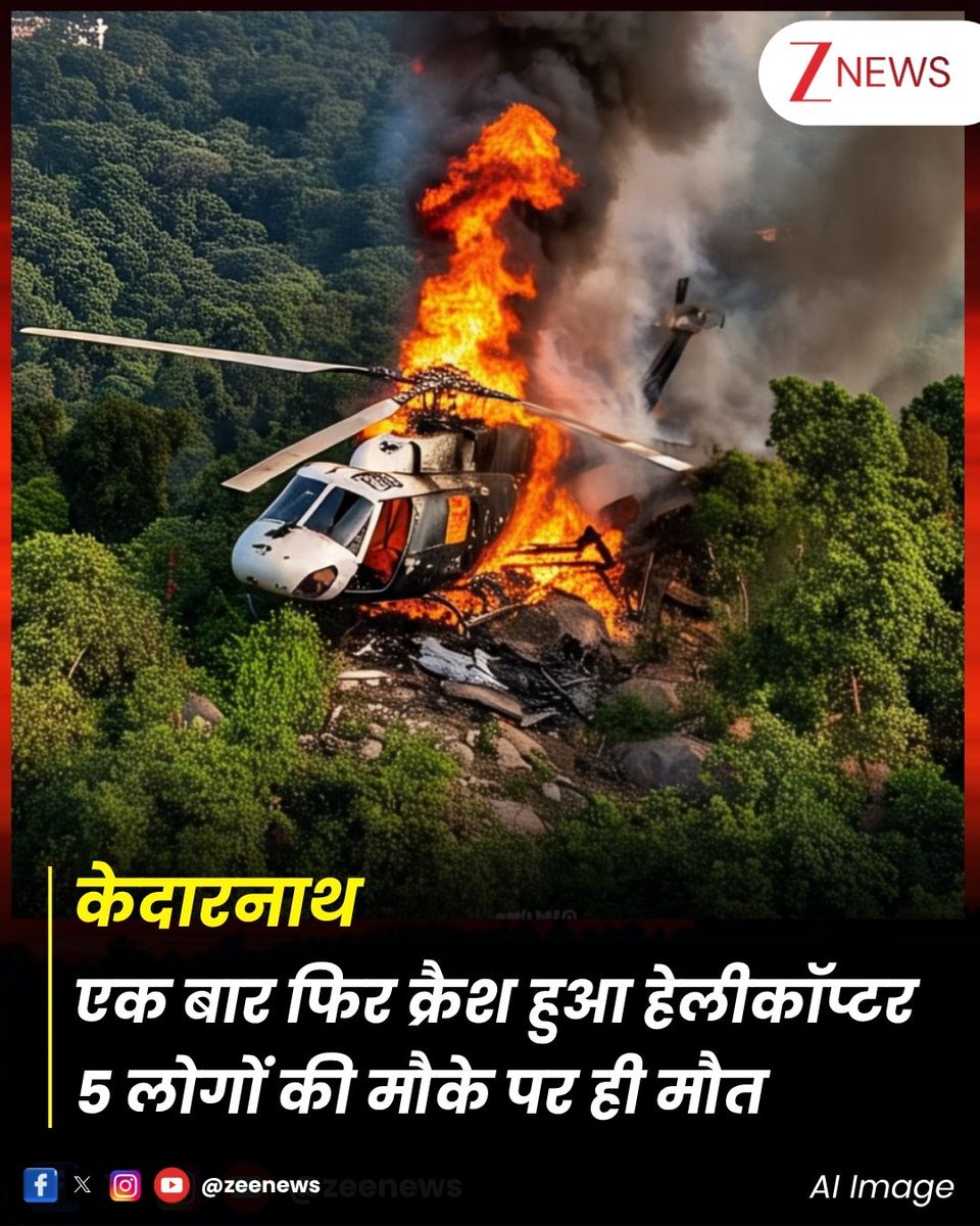 केदारनाथ से दुःखद खबर आ रही है 💔😢

श्रद्धालुओं को लेकर जा रहे एक पर्यटन हेलिकॉप्टर के क्रैश होने की खबर है, जिसमें 5 से लोगों की मौके पर ही मौत हो गयी

पता नहीं भारतीय हवाई उड़ानों को किस मनहूस पनौती  की नजर लगी हुई है....!!

#kedarnath #केदारनाथ  #planecrash #helicoptercrash