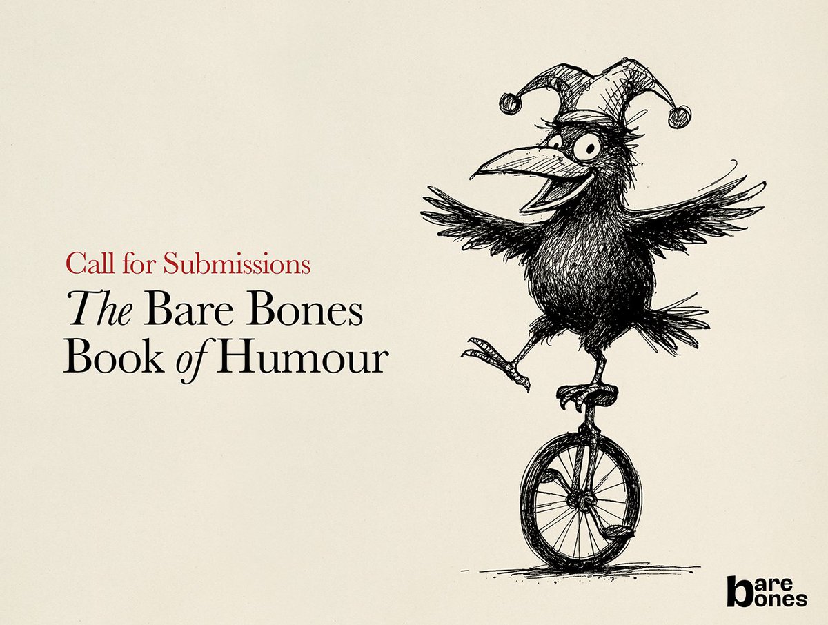 I am curating THE BARE BONES BOOK OF HUMOUR and I need humour short stories—fiction and creative nonfiction—from all over the world.

500–2000 words

Subs open June 15 to Aug 15.

Decisions by early Sept.

Book hits the stands in early 2026.

Guidelines 👇
barebonespublishing.in/2025/05/29/cal…