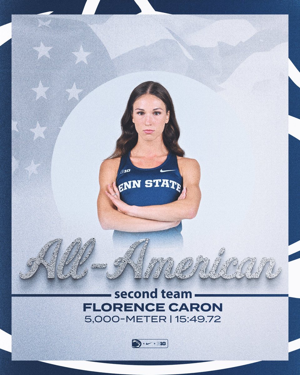 DOUBLE ALL-AMERICA 🇺🇸🇺🇸

Florence Caron earns her second All-America honor of the 2025 NCAA Outdoor Championships, running 15:49.72 in the 5k. Caron owns five All-America honors in her career! 

#WeAre | #PSUTF | #ncaatfchampionships