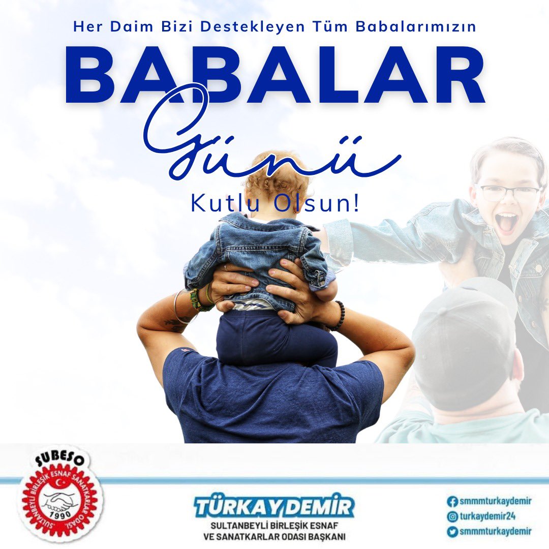 Ailenin temel direği olan tüm babaların Babalar Günü’nü en içten dileklerimizle kutlarız.

<a href="/smmmturkaydemir/">Türkay Demir</a> 

#subeso #babalargünükutluolsun