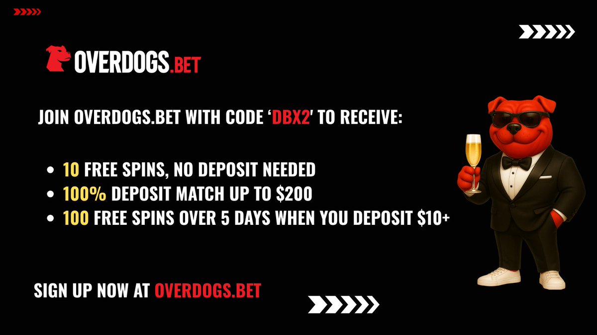 🥊 The fights might be over...

But now it’s your turn to score a win.

🎰 Join @OverDogsBet with code DBX2 and get:

🟡 10 Free Spins – no deposit needed
🟡 100% Deposit Match up to $200
🟡 100 Free Spins over 5 days when you deposit $10+

Don’t just watch the action. Be the