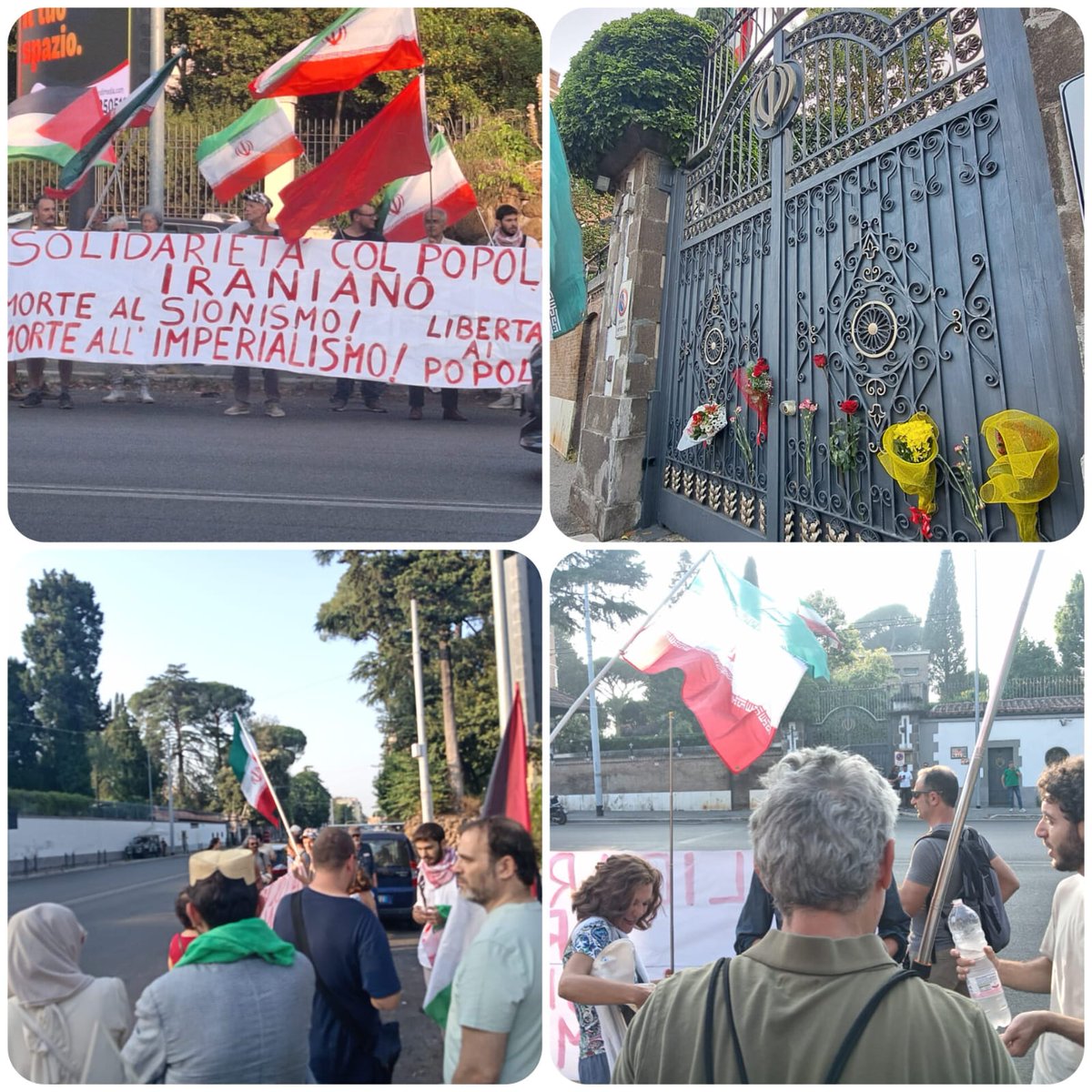 iraninitaly's tweet image. Oggi, i rappresentanti dei gruppi #italiani contro la guerra si sono radunati davanti all'ambasciata della Repubblica Islamica dell'#Iran in Italia per esprimere #solidarietà con la nazione iraniana e condannare il #regime_sionista.

Ieri, si è tenuta un'altra manifestazione di