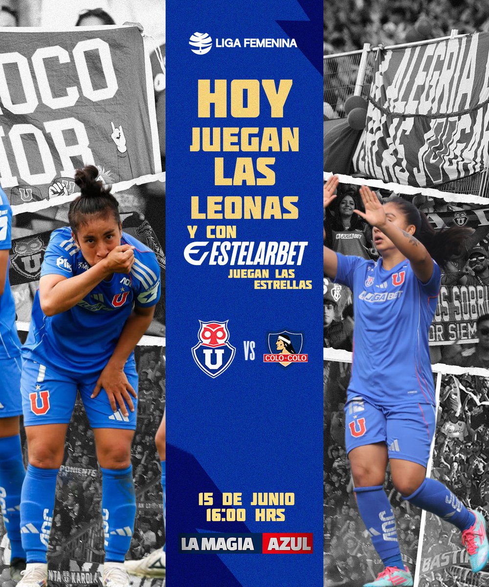 La Magia Azul (@lamagiaazul) on Twitter photo ¡HOY TAMBIÉN JUEGAN LAS LEONAS! 💙 🤘 
Universidad de Chile juega el Superclásico de la Liga Femenina en Macul, y con @estelarbet ✨ juegan las estrellas ✨ 
Regístrate usando el código LAMAGIA 👉  estelarbet.vip/?btag=454862_l…* 
#LaMagiaAzul #VamosLaU #VamosLeonas #LaU ¡HOY TAMBIÉN JUEGAN LAS LEONAS! 💙 🤘 
Universidad de Chile juega el Superclásico de la Liga Femenina en Macul, y con @estelarbet ✨ juegan las estrellas ✨ 
Regístrate usando el código LAMAGIA 👉  estelarbet.vip/?btag=454862_l…* 
#LaMagiaAzul #VamosLaU #VamosLeonas #LaU