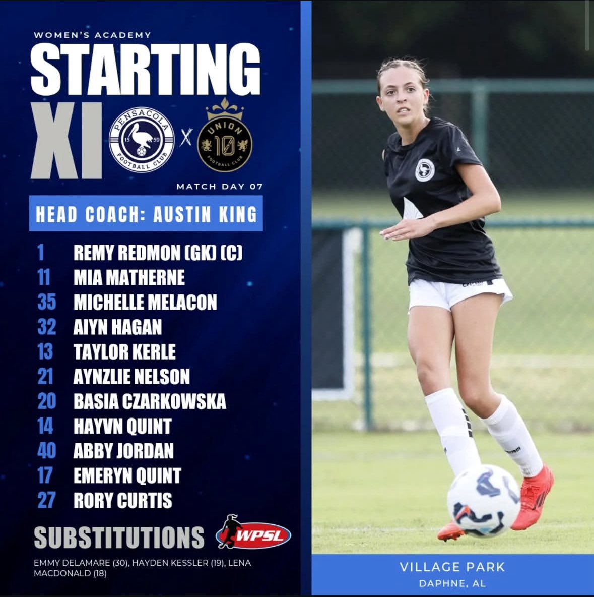 HaydenLKessler's tweet photo. Blessed to play with Pensacola FC Women’s Academy team today @WPSL https://t.co/pgDOaW6cJx