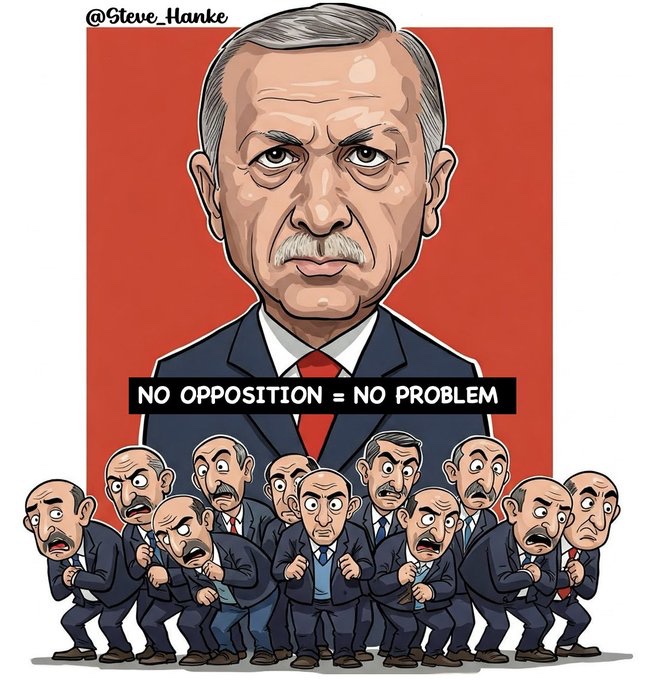 steve_hanke's tweet photo. #TurkeyWatch🇹🇷: 

PRES. ERDOGAN’S TURKEY = NO OPPOSITION = NO PROBLEM. https://t.co/EU98DG9pDc