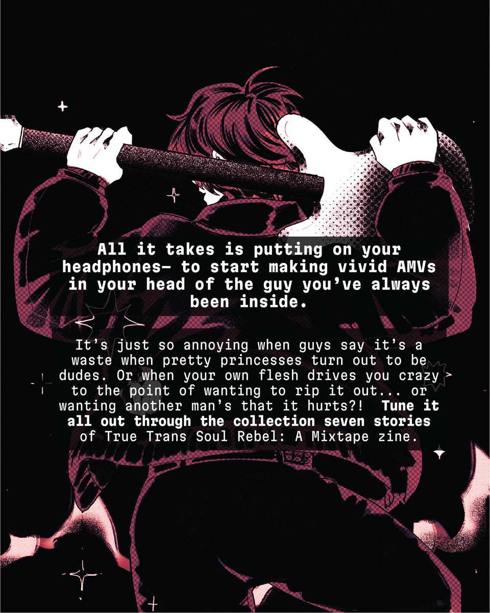 🎵me and <a href="/ltsbwrms/">ryan 🪱</a> are hosting a TRANSMASC ANTHOLOGY featuring SEVEN SONG-INSPIRED one shot comics! 🎵

we got trans yaoi, cannibalism x2, club antics, going apeshit and more!

lNTEREST CHECK BELOW 👇
