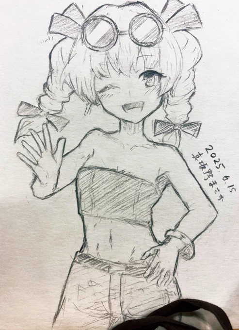 スケブ上がりましたー!暑いんで涼しげなチューブトップ女苑ちゃん 