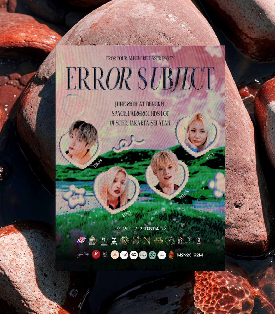 ㅤ

ㅤ EROR FOUR - Album Release Party
ㅤ【 ERROR SUBJECT 】Free Entry
ㅤ࿇ ══━━━━✥◈✥━━━━══ ࿇

ㅤ Bengkel Space, Fairgrounds Lot 14 SCBD
ㅤ Saturday, June 28th at 7PM #ErrorSubject

ㅤ We were never meant to be perfect.
ㅤ But, we were meant to be heard. ✮⋆.

ㅤ