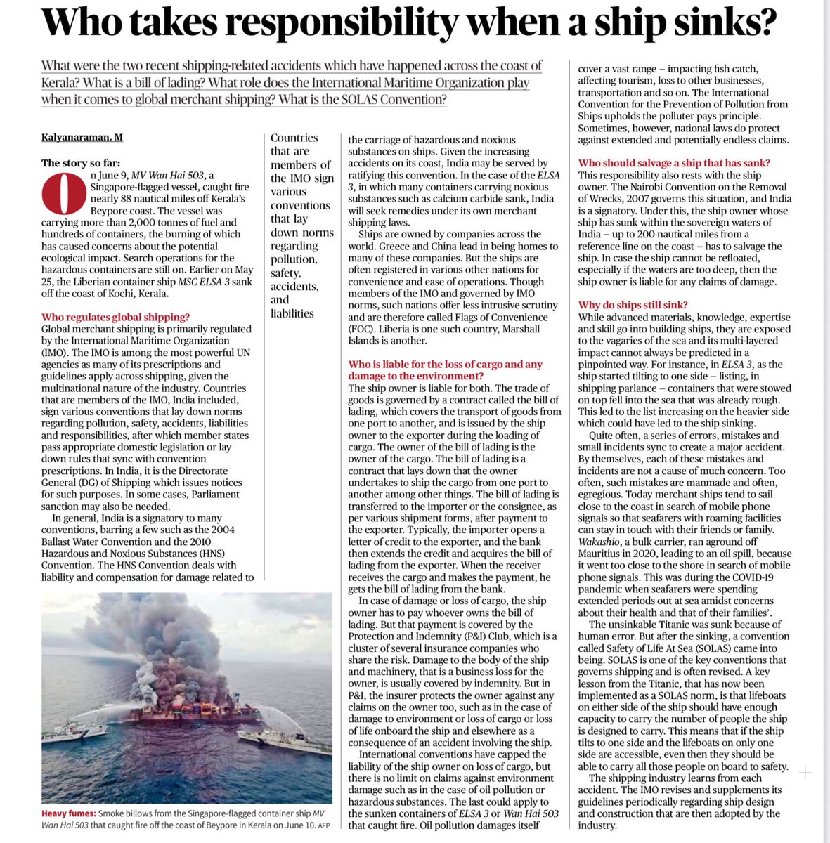 UPSC__ADDITION's tweet photo. 🔷Who takes responsibility when a ship sinks?

🔶 Source- The Hindu.

#UPSC #UPPCS #Ship #FathersDay #Israel #WtcFinal2025 #SouthAfrica https://t.co/eYhpO5vs7l