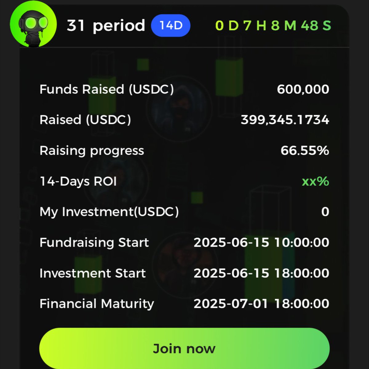 🔥 #Match #AI 資産運用 · 資産の守護者

【第31期（14日間）運用プールの申込受付開始！】
⏰ 開始日時：2025年6月15日 10:00（UTC+8）
📈 募集目標：600,000 USDC

🌐 今日のタネが、明日の実りを育てる🌾

💡 Match AI資産運用：資産を自動で運用、リターンを生む“収益マシン”へ🏧