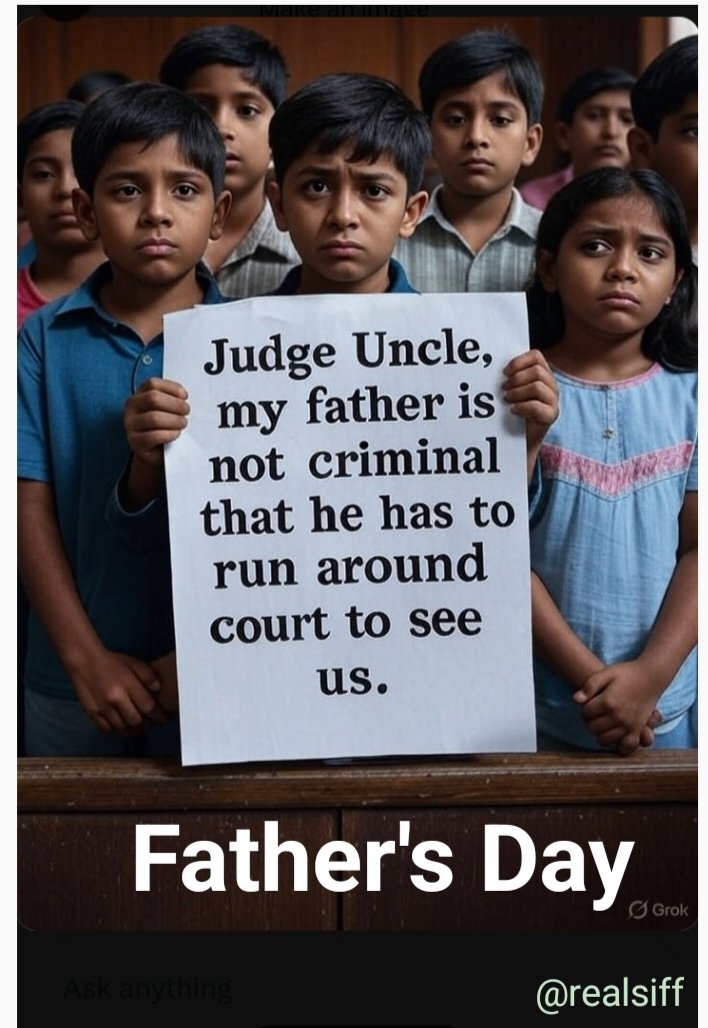 Raj (@raj1857siff) on Twitter photo 1.Fathers can't see their own child
2.Children can't see their own father
Why need such unethical law.
Mother poisoned in mind of child against father but husband money is honey
<a href="/realsiff/">SIFF - Save Indian Family Foundation</a>
#MenAreAtm
#FatherlessSociety
#FathersDay
#JudiciaryWakeUp
#SaveMen 1.Fathers can't see their own child
2.Children can't see their own father
Why need such unethical law.
Mother poisoned in mind of child against father but husband money is honey
<a href="/realsiff/">SIFF - Save Indian Family Foundation</a>
#MenAreAtm
#FatherlessSociety
#FathersDay
#JudiciaryWakeUp
#SaveMen