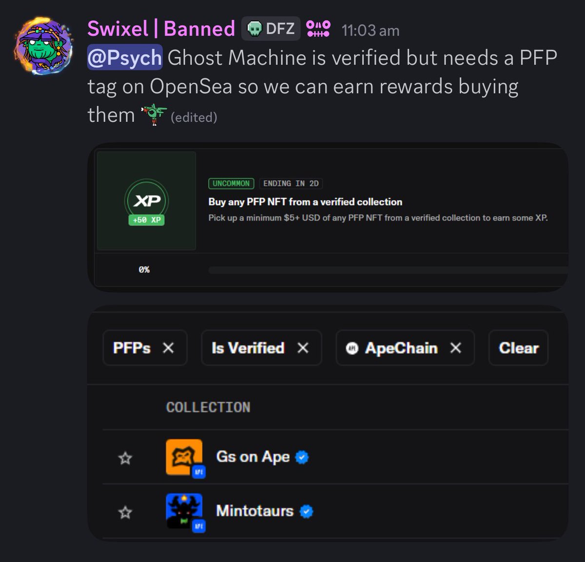 Done. A PFP badge has been added to the collection so you can earn rewards buying them. Thank you for the quick work <a href="/opensea/">OpenSea</a>