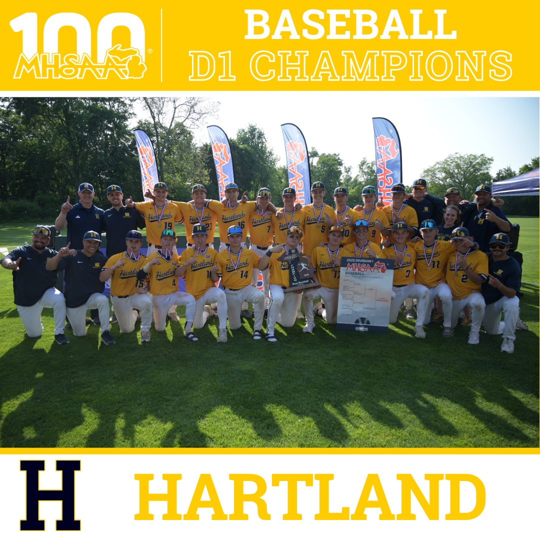 ⚾ D1 BASEBALL FINAL: Past Close Calls Pay Off Big as Hartland Goes Extras to Clinch Comeback Win!🏆
⁣ ➡️ ow.ly/W7Q850W9wno 👀
#congratulations #finals #baseball #champion #hartland #eagles #MHSAA #MHSAA100 
<a href="/EaglesBallClub/">Hartland Baseball</a> <a href="/hartlandsports/">Hartland Athletics</a>