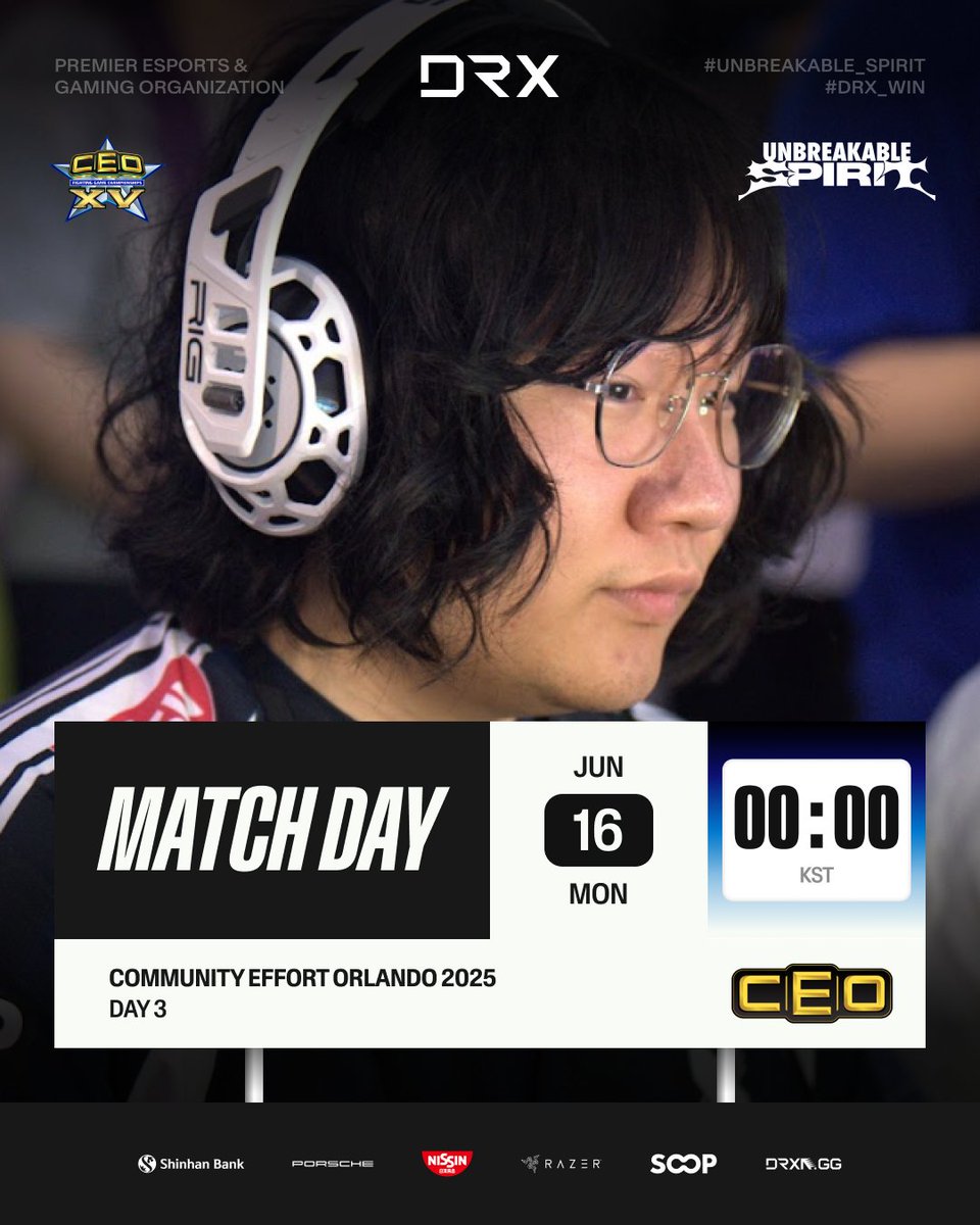 DRX ESPORTS (@drx_challenge) on Twitter photo ๐ #CEO2025
โ๏ธ Day 3
๐ฎ #TEKKEN8. <a href="/LowHigh92/">DRX LowHigh</a>
๐ฎ #SF6. <a href="/leshar15/">DRX Leshar</a>
โฐ June. 16. 00:00 KST
๐บ EN. twitch.tv/tekken
๐บ EN. youtube.com/@CapcomFighters
#UnbreakableSpirit #DRXWIN #FGC ๐ #CEO2025
โ๏ธ Day 3
๐ฎ #TEKKEN8. <a href="/LowHigh92/">DRX LowHigh</a>
๐ฎ #SF6. <a href="/leshar15/">DRX Leshar</a>
โฐ June. 16. 00:00 KST
๐บ EN. twitch.tv/tekken
๐บ EN. youtube.com/@CapcomFighters
#UnbreakableSpirit #DRXWIN #FGC