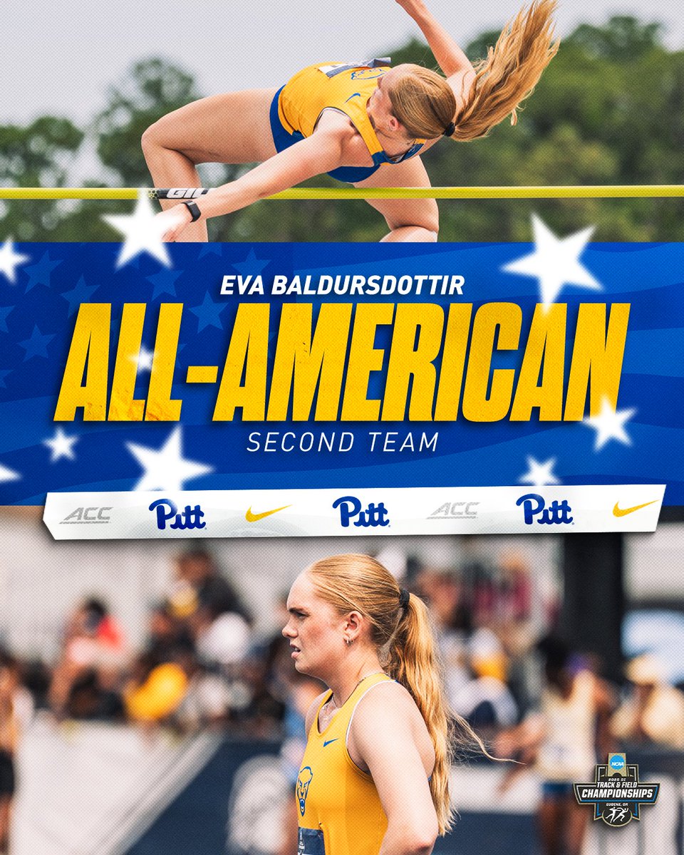 Pitt_TF_XC's tweet image. A personal best for the All-American!
Eva jumps 1.84 meters and finishes 12th overall in the high jump at NCAA Championships 👑