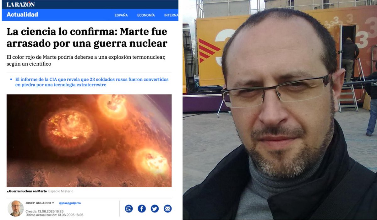Publicando tonterías como la del holocausto nuclear marciano de Josep Guijarro, <a href="/larazon_es/">La Razón</a> pone su credibilidad a la altura de 'Karma 7', 'Más Allá' y 'Cuarto milenio'.

magonia.com/2025/06/14/el-…
