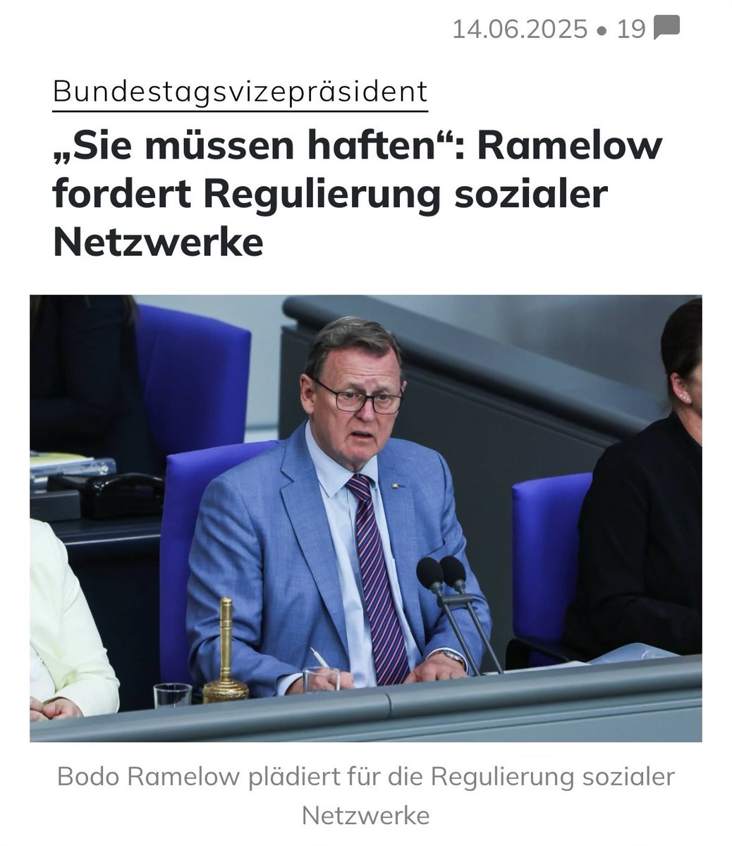 Weil er eine Email mit einer Morddrohung bekommen hat! Eine Email!
Das wäre so, als würde ich eine Regulierung der Telekommunikation fordern, weil ich einen Brief bekommen habe!