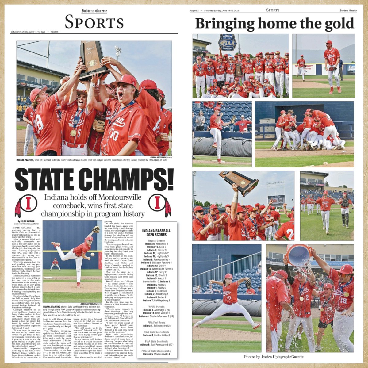 Pick up your keepsake copy of today's Indiana Gazette commemorating Indiana Area High School's first-ever Class 4A PIAA state baseball championship.

📷©2025 Jessica Uptegraph/ Gazette <a href="/UptePhotos/">Jessica</a>