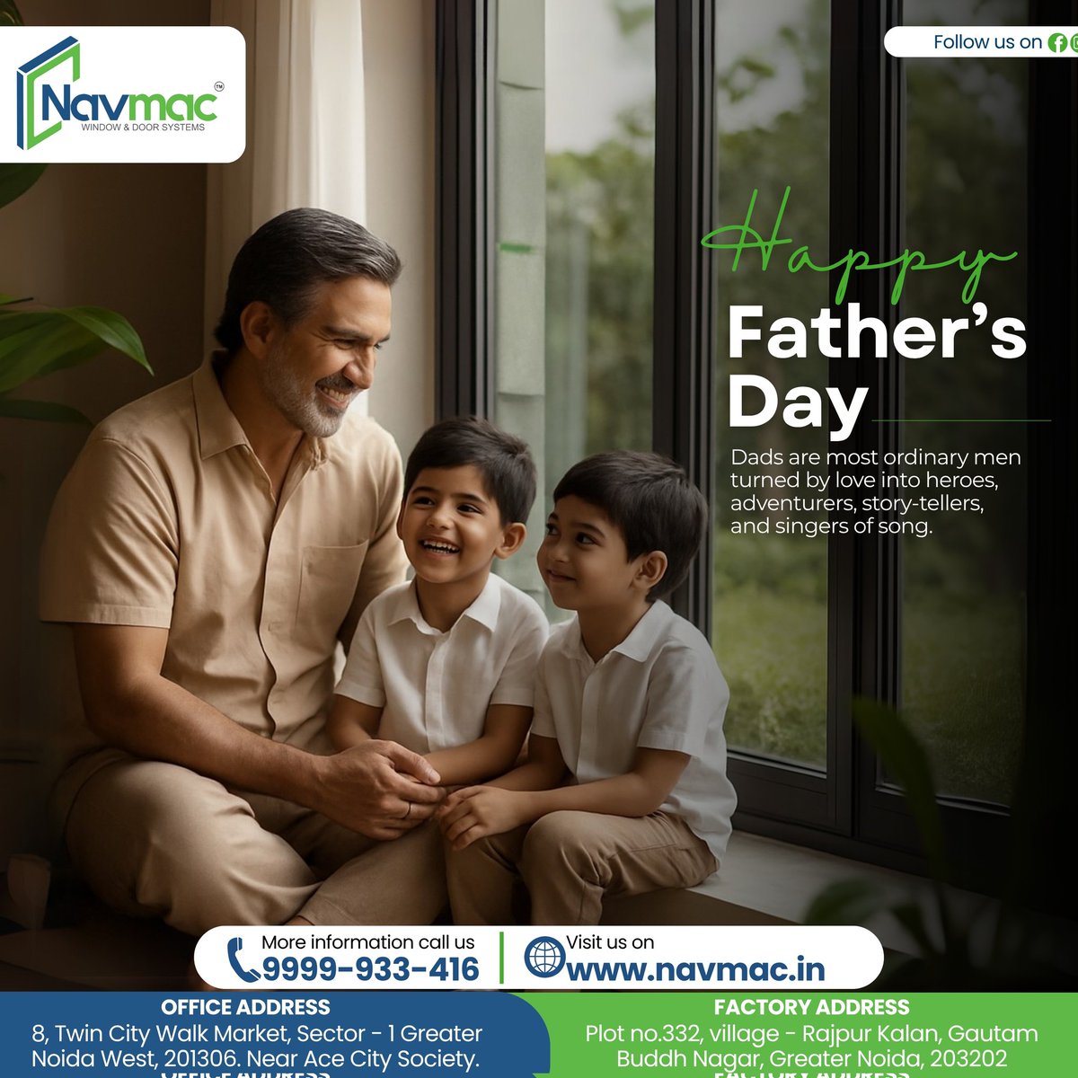 NAVMAC_Doors's tweet image. They turn ordinary things into extraordinary ones with their silent efforts 🤌🏻🥰
Happy Father's Day to all the strongest Dads out there 💞🙏🏻 
DM us or call us at +91 9999-933-416 for more information ✨📱
#windowframes #ecofriendlyliving #FathersDay #modernliving #fatherhood