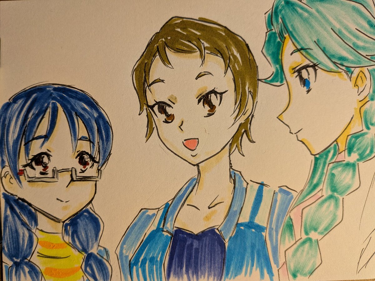 #ゴープリ10周年なので海藤みなみさん3733枚描いてお祝い
(584.585.586)
ひとまずゴープリ19話話らくがき。
・この3人の組み合わせは意外。
・ゲタで登校してる生徒が気になる。
・プリキュアの状態で傘を手にしてる姿が印象的だった。