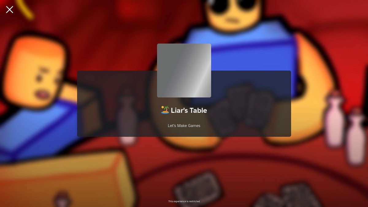 MEDOSROYAL's tweet photo. Did Anyone Got That Bug? 
I See My Friend In a Random Game, When I Join Him I Get An Error Massage Saying "This Experience Is Restricted" But When I Join From The Website It Sometimes Give Me The Same Thing And Sometimes I Join But I Don't Find Him https://t.co/lrRKwdyaax