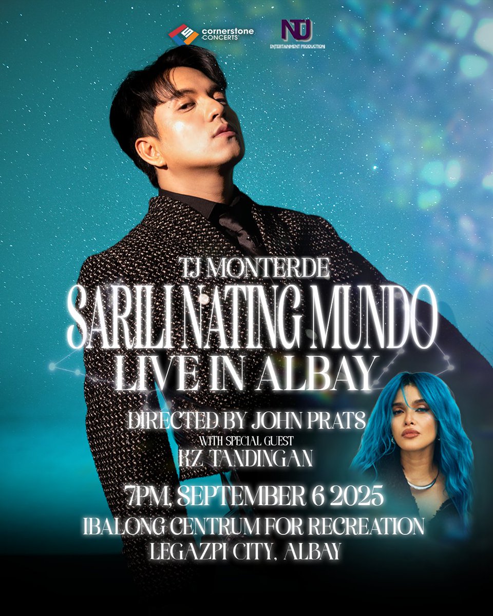 thentjprod's tweet photo. 🌍 SARILI NATING MUNDO: LIVE IN ALBAY

❗ TICKETS ARE NOW AVAILABLE ❗

#SNMLiveInAlbay
🗓️ 06 September 2025, 7PM
📍 Ibalong Centrum for Recreation

Please see poster for more details.

#TJMonterde #SariliNatingMundoTour2025
#NTJProduction #SariliNatingMundo https://t.co/dQSJQBgaN0