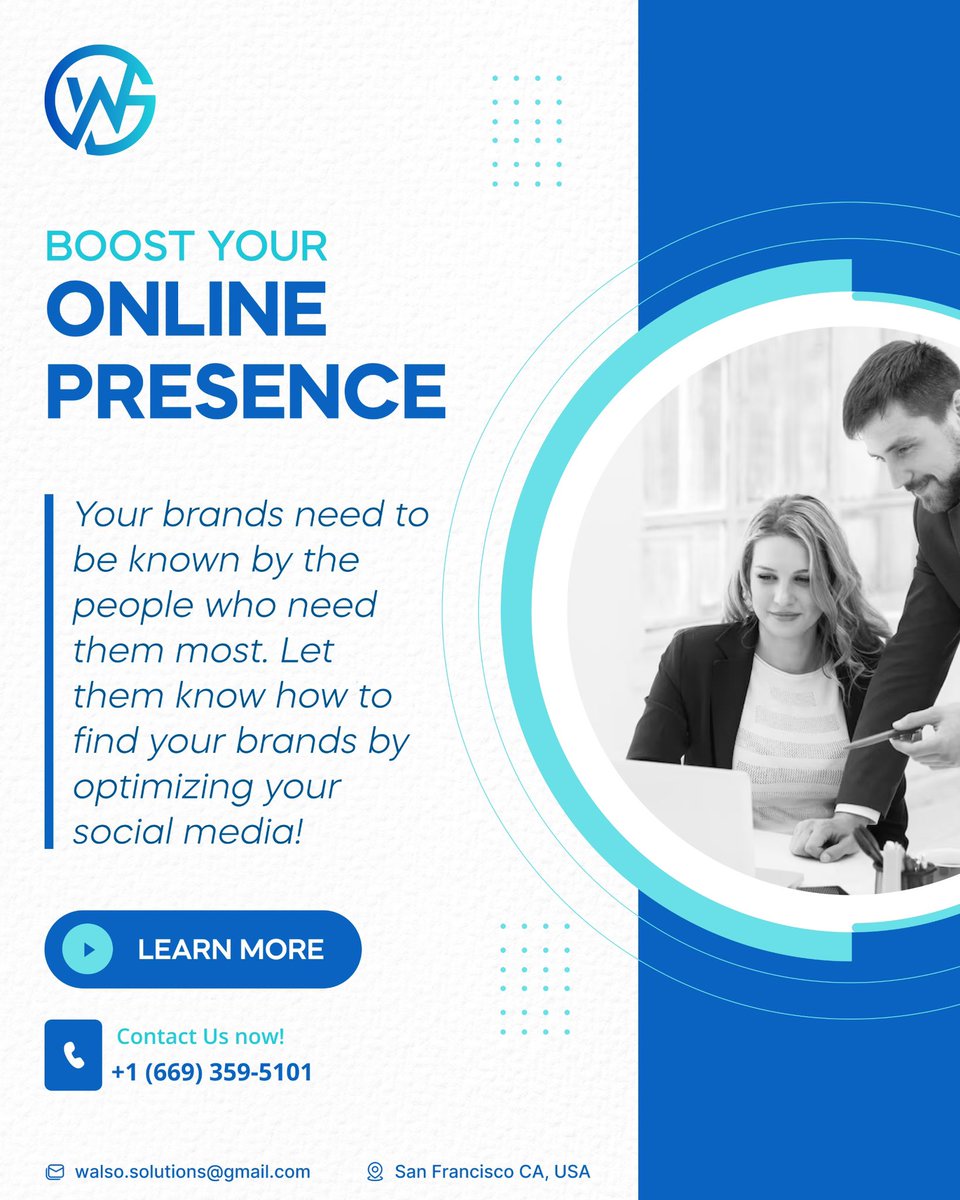 Walsosolutions's tweet photo. At Walso Solutions, we help brands become visible, valuable, and viral.

#WalsoSolutions #OnlinePresence #SocialMediaMarketing #BrandVisibility #DigitalStrategy #SocialGrowth #PakistanStartups #BusinessBoost #MarketingExperts #CreativeSolutions #GrowYourBrand #walsosolutions https://t.co/xw9e0Ya9ZW