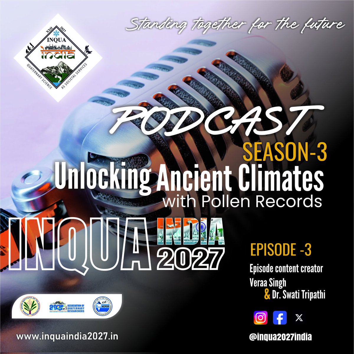 Inqua2027 India (@inqua2027india) on Twitter photo New podcast update!
Unlocking Ancient Climates with Pollen Records
Season 3, Ep 3 of the INQUA 2027 Podcast 🌾
Join Veraa Singh & Dr. Swati Tripathi as they decode past climates through pollen science.
<a href="/INQUA/">INQUA</a> <a href="/BSIP_official/">Birbal Sahni Institute of Palaeosciences</a>
#INQUA2027 #Paleoclimate #Past #PollenRecords #Climate New podcast update!
Unlocking Ancient Climates with Pollen Records
Season 3, Ep 3 of the INQUA 2027 Podcast 🌾
Join Veraa Singh & Dr. Swati Tripathi as they decode past climates through pollen science.
<a href="/INQUA/">INQUA</a> <a href="/BSIP_official/">Birbal Sahni Institute of Palaeosciences</a>
#INQUA2027 #Paleoclimate #Past #PollenRecords #Climate