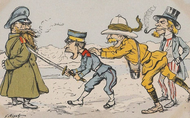 オランダ人画家ヨハン・ブラーケンシークの風刺画「火中の栗」（1903年