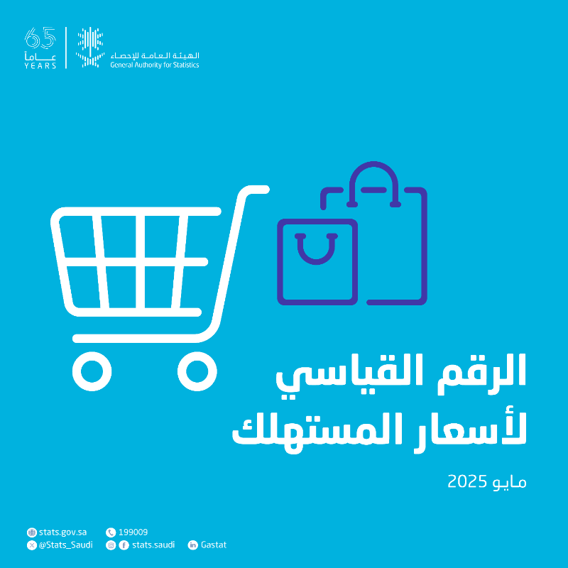 Stats_Saudi's tweet photo. #الهيئة_العامة_للإحصاء تنشر الرقم القياسي لأسعار المستهلك لشهر مايو 2025م.