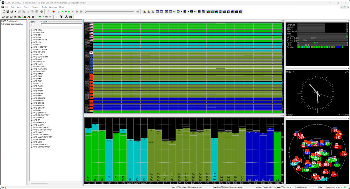 GPSアンテナからの信号をSFPに突っ込んでみた。問題なく伝送できてるな・・・