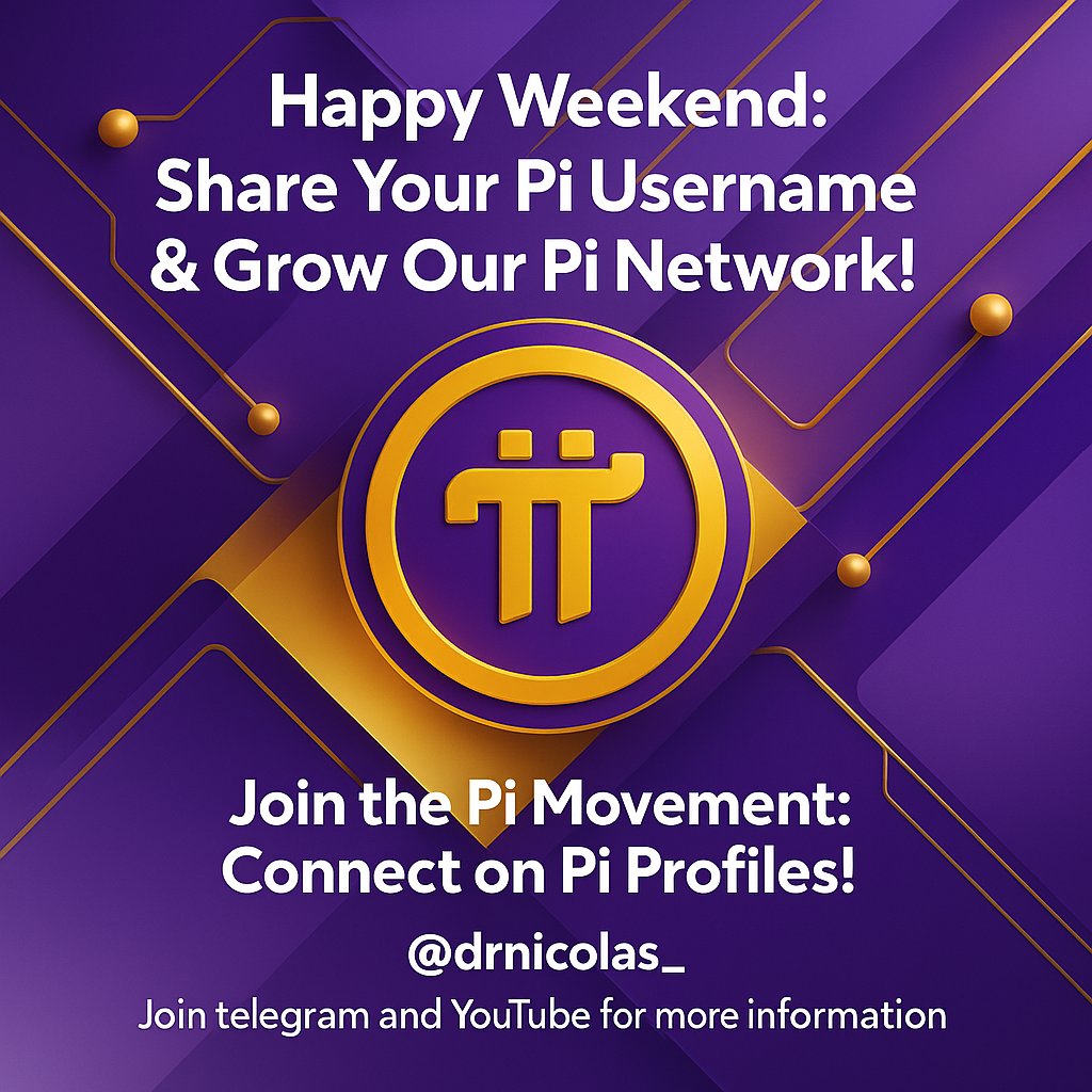 drnicolas_'s tweet photo. 🚀 Happy Weekend, Pioneers!
🌍 Grow the Pi Network by sharing your Pi username and connecting with fellow pioneers!

🔗 Build your profile
💬 Strengthen the community
⚡ Fuel the future of decentralized finance

📲 Join Now:
🔹 Telegram: https://t.co/IknBWrvf3G
🔹 YouTube:  https://t.co/EAnxjk9SEb

🔁 Repost • ❤️ Like • 📢 Tag your friends
#PiNetwork #PiProfiles #CryptoCommunity #Web3 #PioneersUnite #drnicolas #PiMovement