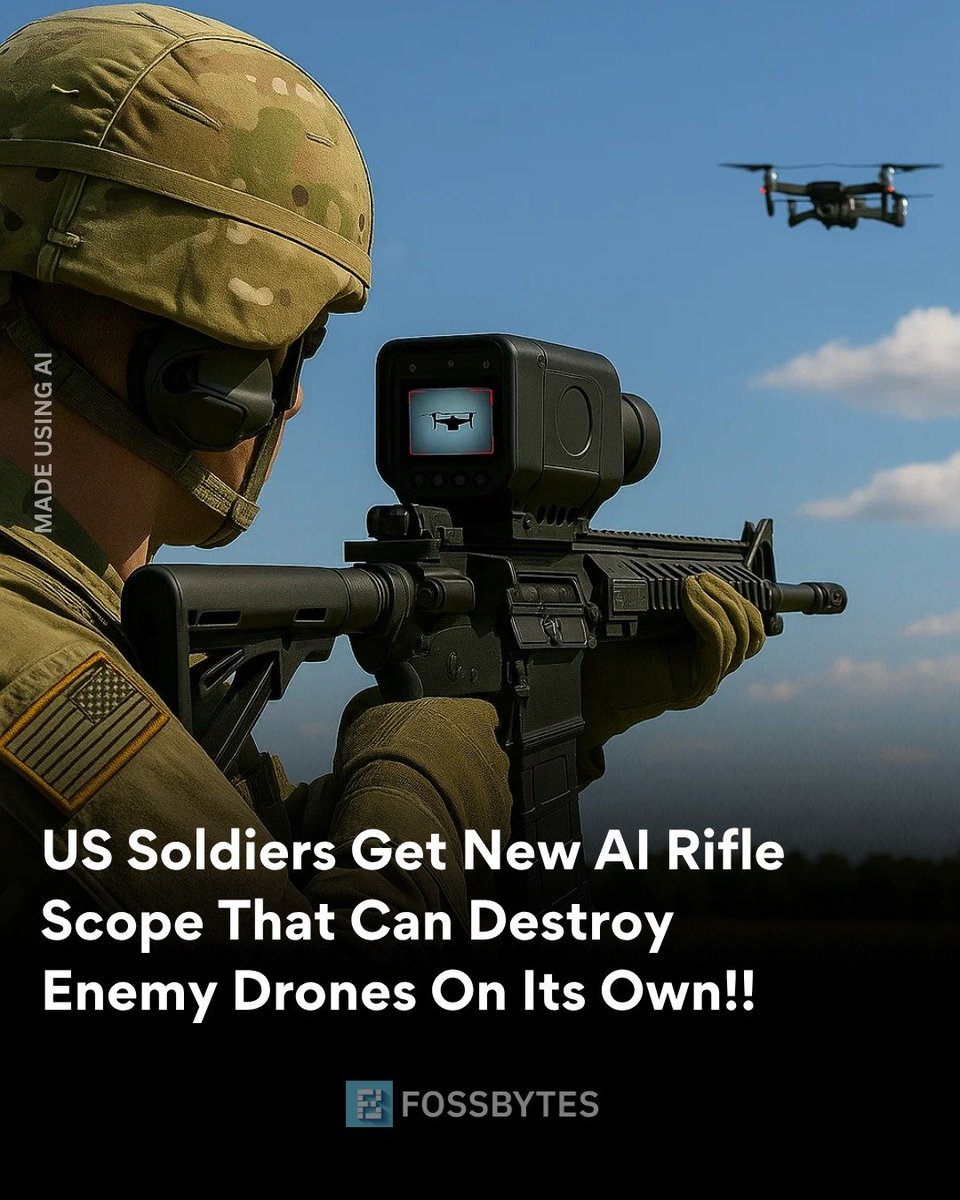 CyberpunkTTRPG's tweet photo. US Soldiers Get New A.I. Rifle Scope That Can Destroy Enemy Drones On Its Own! #Drones #AntiDrones #SmartScope #DroneCountermeasures #SMASH2000L #DroneWarfare #Cyberpunk #TTRPG #RPG https://t.co/wuzVEIVAul