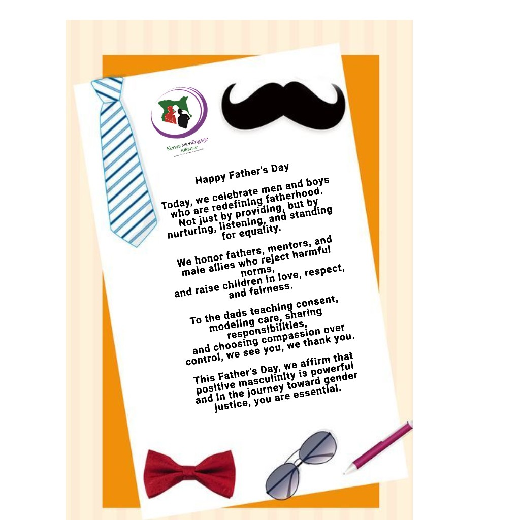 KenyaMenEngage's tweet image. Happy #FathersDay
At @KenyaMenEngage, we celebrate men who nurture, listen, and lead with love.
Fatherhood isn’t power over others, it’s walking with others in care and equality.
#PositiveMasculinity #GenderJustice #KEMEA #MenCare #FeministFatherhood
@MenEngageAfrica @MenEngage