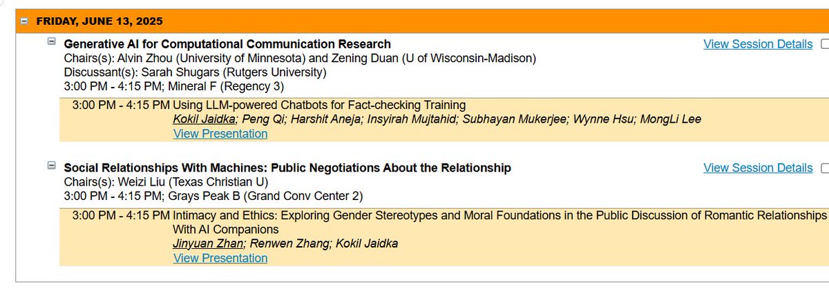 K0k!l J (@feedkoko) on Twitter photo Here's a sliver of the cool research we're doing at <a href="/CNMnus/">NUS Communications and New Media</a> <a href="/nuscticnus/">NUS CTIC</a> at <a href="/icahdq/">International Communication Association</a> #ICA25 :)
I talked a little bit about my latest preprint in my virtual prez on Friday! (see pinned tweet)
And Yifei presents his Master's thesis research later today! Here's a sliver of the cool research we're doing at <a href="/CNMnus/">NUS Communications and New Media</a> <a href="/nuscticnus/">NUS CTIC</a> at <a href="/icahdq/">International Communication Association</a> #ICA25 :)
I talked a little bit about my latest preprint in my virtual prez on Friday! (see pinned tweet)
And Yifei presents his Master's thesis research later today!