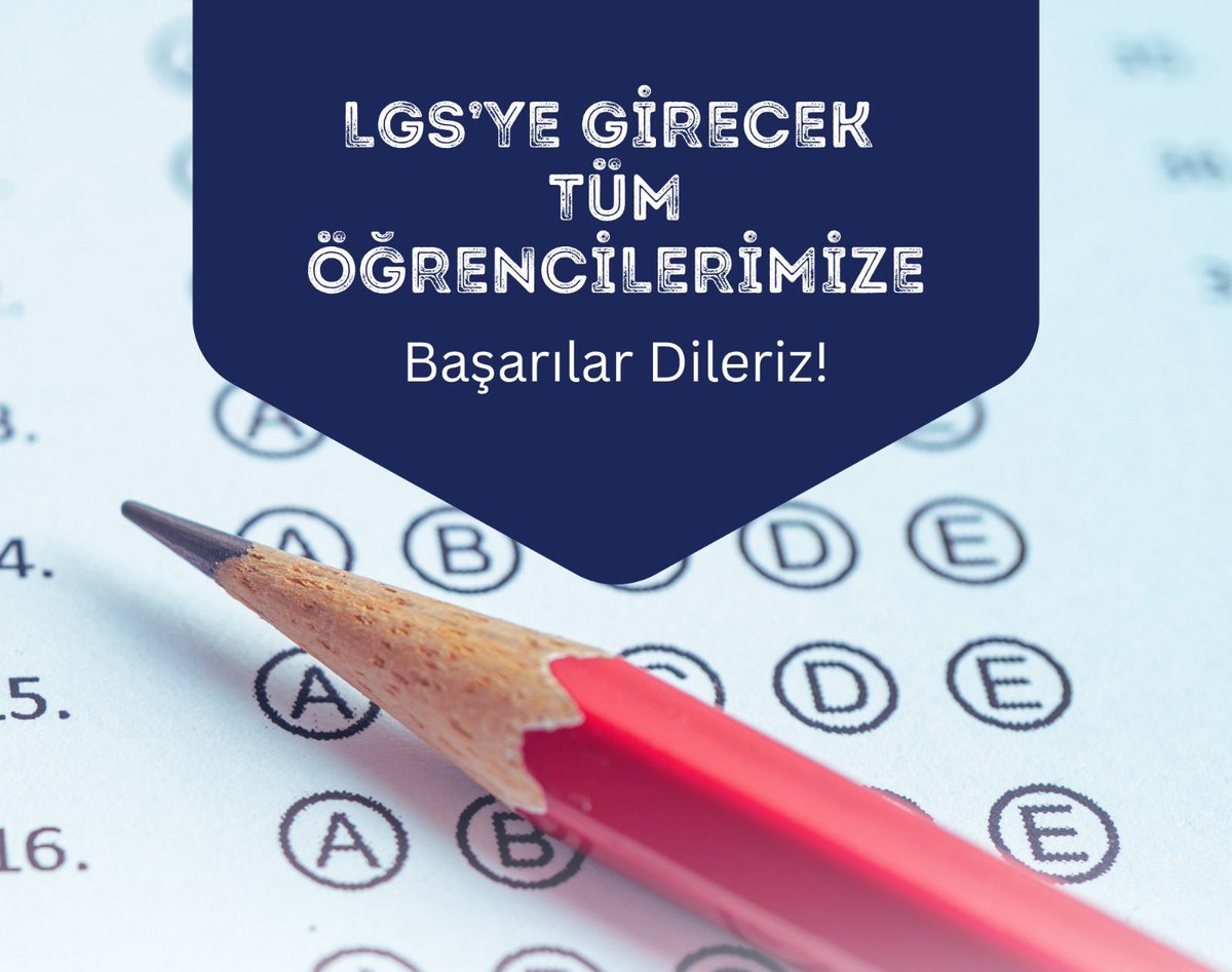 Yarın gerçekleştirilecek Liselere Geçiş Sistemi (LGS) Sınavı’na girecek tüm öğrenci kardeşlerimize başarılar diliyoruz.