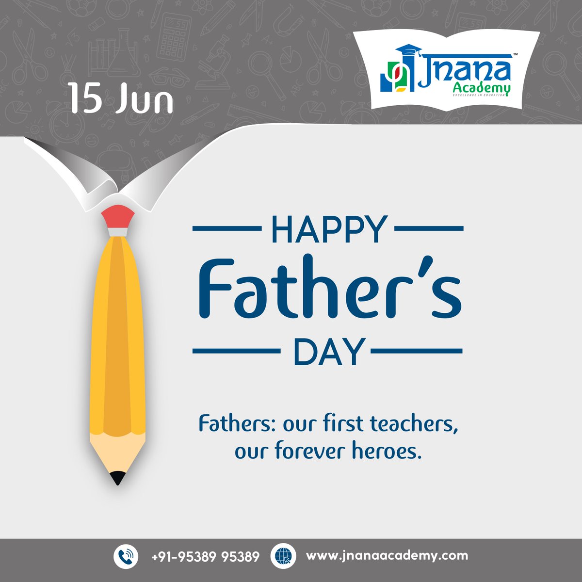 jnanaacdemey's tweet photo. 👨🏫 Fathers: our first teachers, our forever heroes.
This #FathersDay, we celebrate the men who taught us life's most valuable lessons—through love, patience, and endless support.
Happy Father’s Day!
#HappyFathersDay #JnanaAcademy #FatherFigures #LearningStartsAtHome https://t.co/gsCnAfGU62