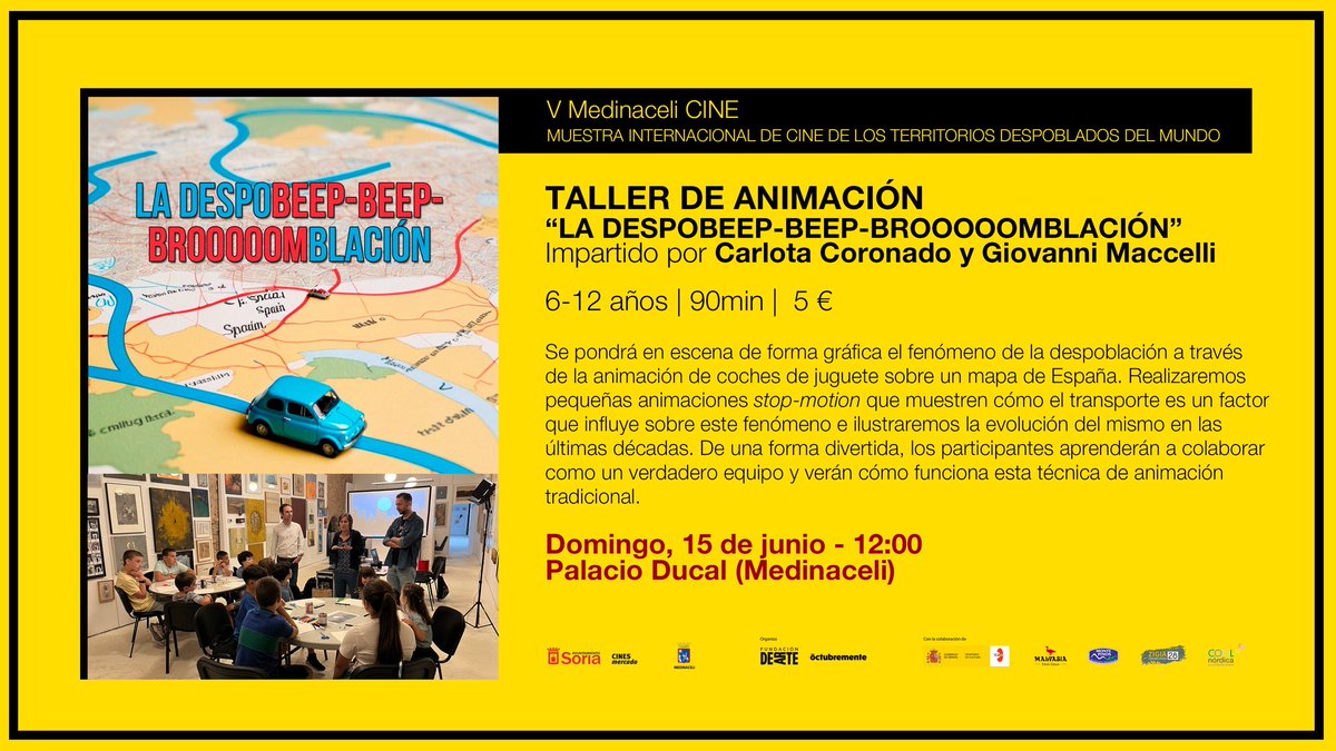 CINETDM's tweet image. 👧🎬Y llega el momento para los más pequeños. Hoy, domingo, a las 12:00, taller de “stop motion” sobre #despoblación. 👇🏼 #MedinaceliCine