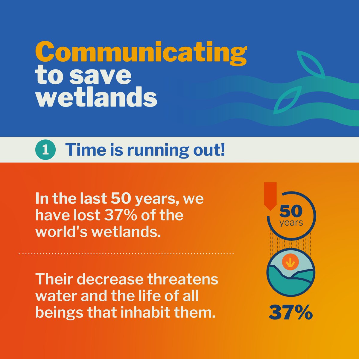 RamsarConv's tweet photo. We speak out to save wetlands!

The devastating rate of wetland loss must stop, in the last 50 years we have lost 37% of these ecosystems. 

Learn more about CEPA and be part of the action for wetlands: https://t.co/fdYGcqNtS3

#WetlandConservation #WetlandsMatter https://t.co/dqsDRNb9Co