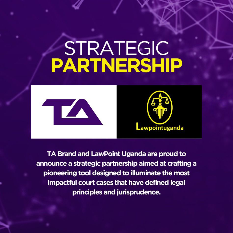 🚨 Exciting News! 🚨

We’re excited to announce a strategic partnership with <a href="/ta_brand/">TA Brand</a>, the publishers behind Uganda’s first-ever legal magazine.

This collaboration is dedicated to spotlighting landmark court decisions that have shaped jurisprudence and defined key legal