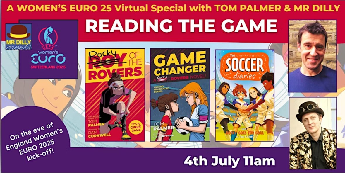 Two-and-a-bit weeks to go before #WEURO2025 kicks off. <a href="/mrdillypresents/">Mr Dilly</a> and I are creating a free virtual event for schools that hopes to harness the buzz around the tournament to encourage reading and writing. Please sign up here and join us: eventbrite.co.uk/e/reading-the-…