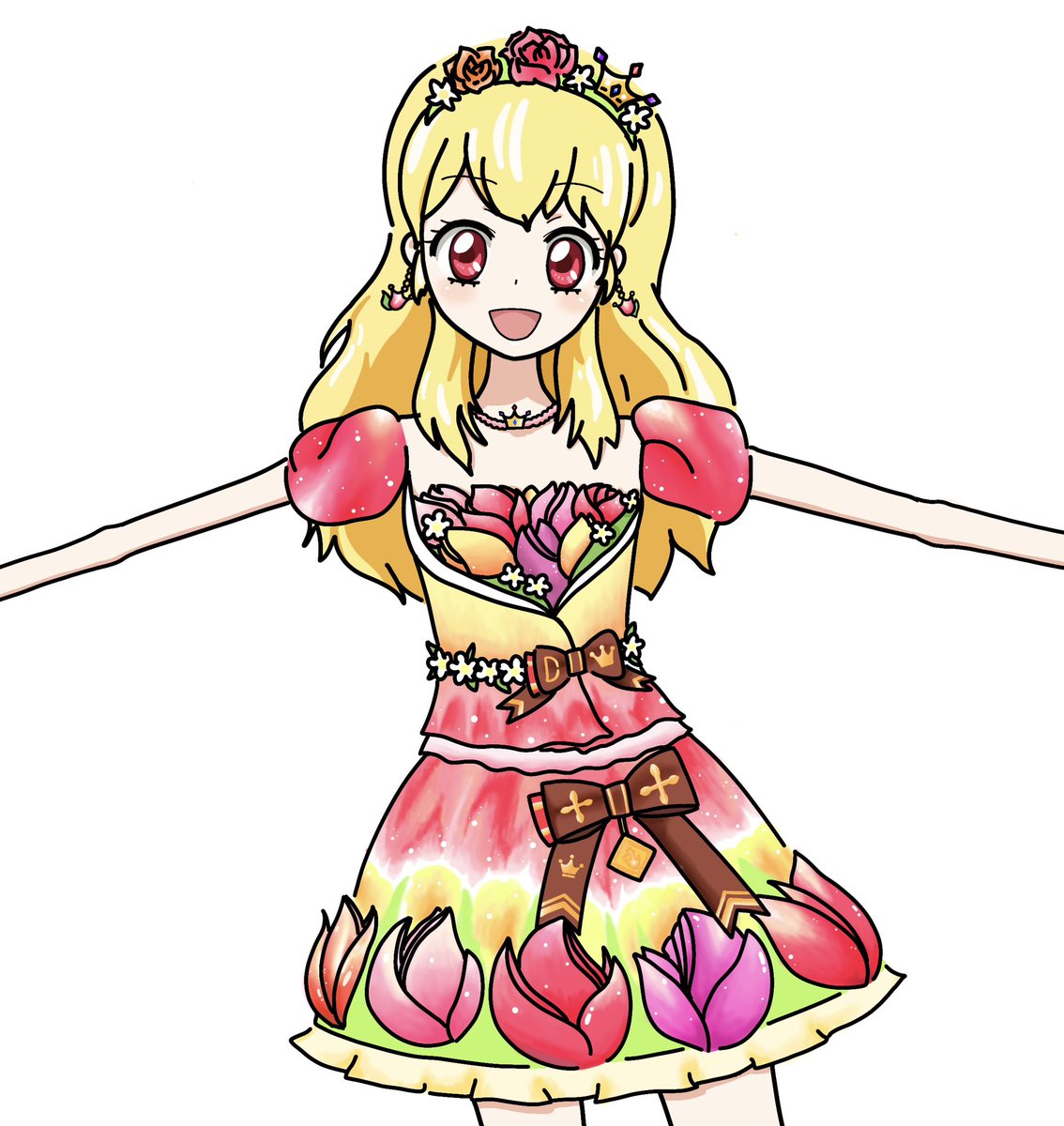 원래대로 라임이가 하늘이의 프레 썸벨리나 부케 코디를 입은 걸 보고 싶었어요 🥰🌷

#アイカツ