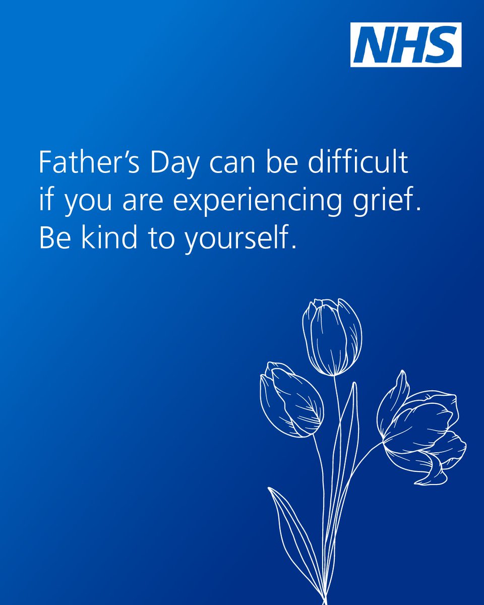 Father's Day can be a difficult time if you are experiencing grief.

There is no timetable for grief or how you should feel at a particular time of year. But remember, you are not alone.

For help and support with bereavement and grief, visit nhs.uk/mental-health/…