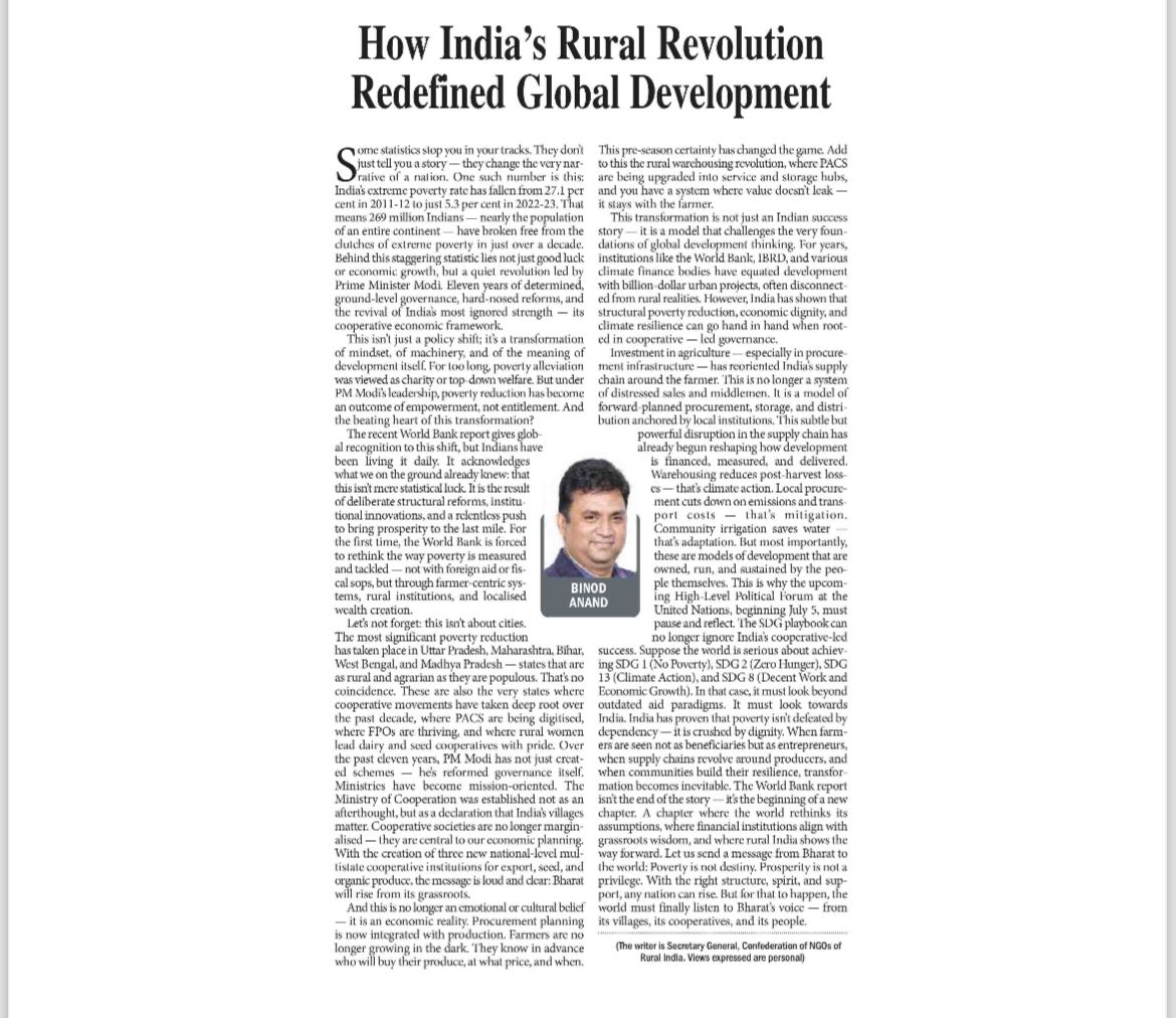How India’s Rural Revolution Redefined Global Development.

#EmpoweringCooperatives #SahakarSeSamriddhi #IYC2025 #Cooperatives #CoopsYear

<a href="/binodrp/">BINOD ANAND</a>