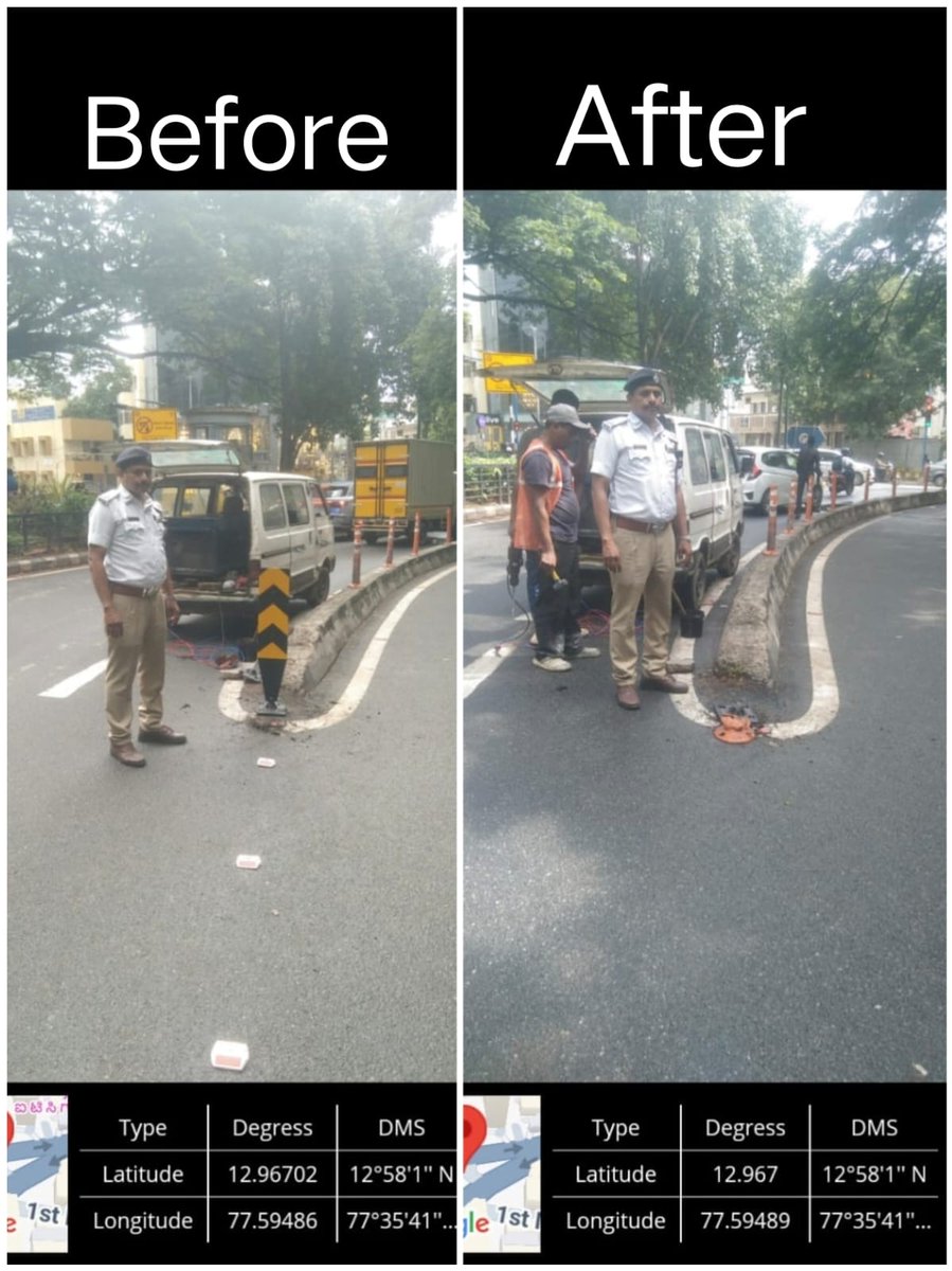 ನಮ್ಮ ಠಾಣಾ ವ್ಯಾಪ್ತಿಯಲ್ಲಿ ವಾಹನ ಸವಾರರಿಗೆ ರಸ್ತೆ ವಿಭಜಕಗಳು ಸರಿಯಾಗಿ ಗೋಚರಿಸುವಂತೆ ಮಾಡಲು ಹಜಾರ್ಡ್ ಬೋರ್ಡ್ ಹಾಕಿಸಿರುತ್ತದೆ... "ರಸ್ತೆ ಸುರಕ್ಷತೆ ನಮ್ಮ ಆದ್ಯತೆ".