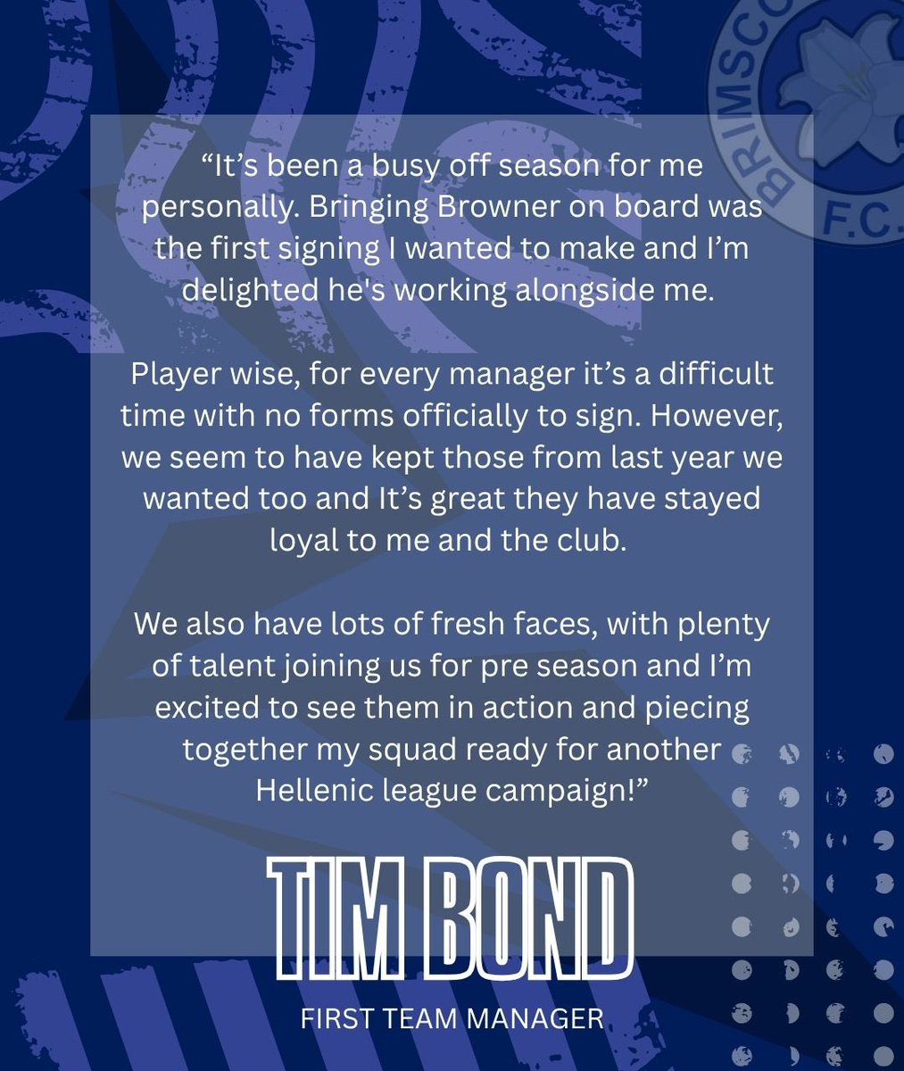 Btfcthemeadow's tweet image. UPDATE FROM OUR FIRST TEAM MANAGER - TIM BOND 

Pre Season is starting this coming week, so we caught up with Bondy to see how things are going !⚽️