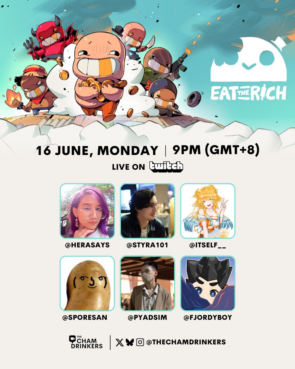 Capitalism, minigames and death. The perfect combination for a game show with <a href="/maccimagames/">Maccima Games</a> 's <a href="/EatTheRichGame/">Eat the Rich 🍽️ WISHLIST ON STEAM</a> !

Join us this Monday at 9.00pm as we fight each other, both in game and in real life 

*Strength of friendship after games not guaranteed