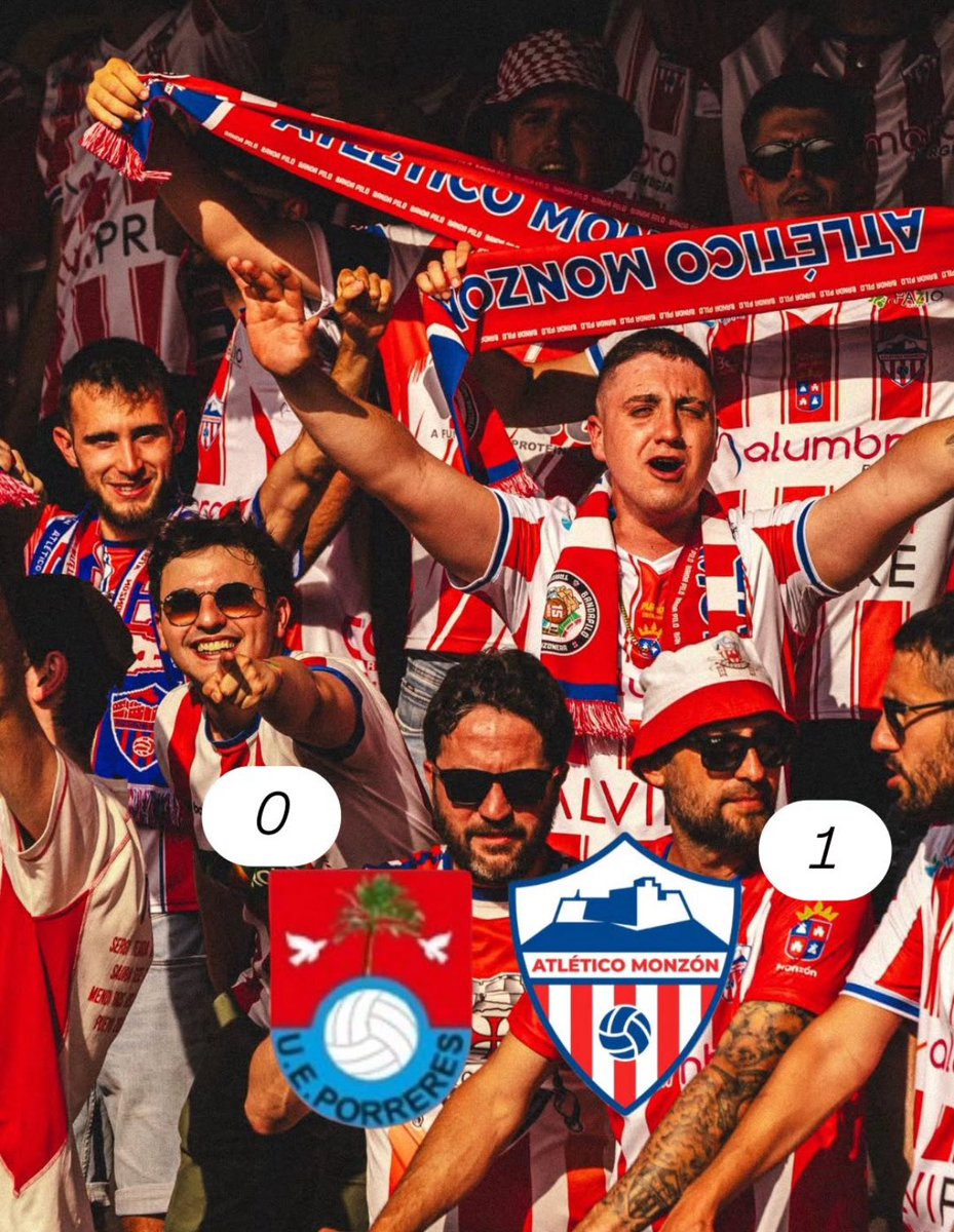 Victoria a domicilio para el <a href="/AtcoMonzon/">Atlético Monzón Alumbra</a> 💥

<a href="/UEPorreres/">U.E.PORRERES</a> 0️⃣ ⚔️ <a href="/AtcoMonzon/">Atlético Monzón Alumbra</a> 1️⃣

El Atlético Monzón golpea primero y la vuelta de decidirá en el Isidro Calderón 🏟️ 

Los montisonenses un pasito más cerca, tan solo quedan 90 minutos 🚀 

🏆 Fase final de ascenso a 2ª RFEF 

📸